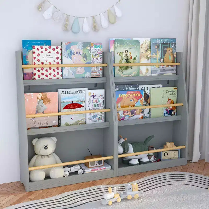 Whisen Étagère à Livres à 3 Niveaux pour Enfants, Aide à Garder les Chambres, Salles de Jeux et Salles de Classe Organisées