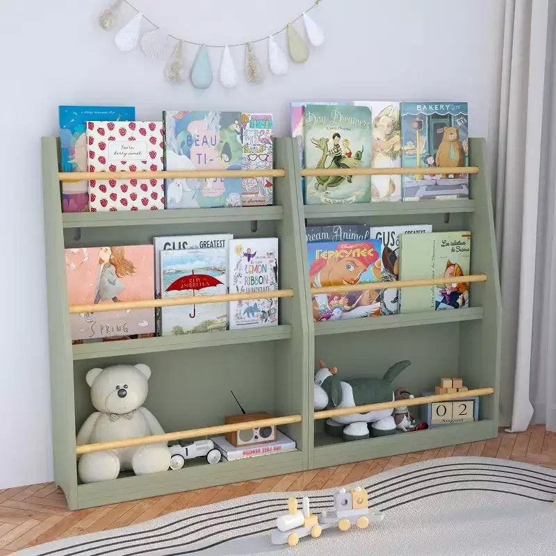 Whisen Étagère à Livres à 3 Niveaux pour Enfants, Aide à Garder les Chambres, Salles de Jeux et Salles de Classe Organisées