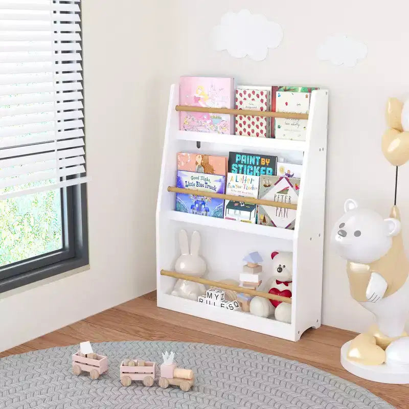 Whisen Étagère à Livres à 3 Niveaux pour Enfants, Aide à Garder les Chambres, Salles de Jeux et Salles de Classe Organisées
