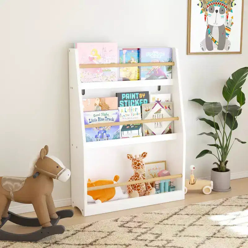 Whisen Étagère à Livres à 3 Niveaux pour Enfants, Aide à Garder les Chambres, Salles de Jeux et Salles de Classe Organisées