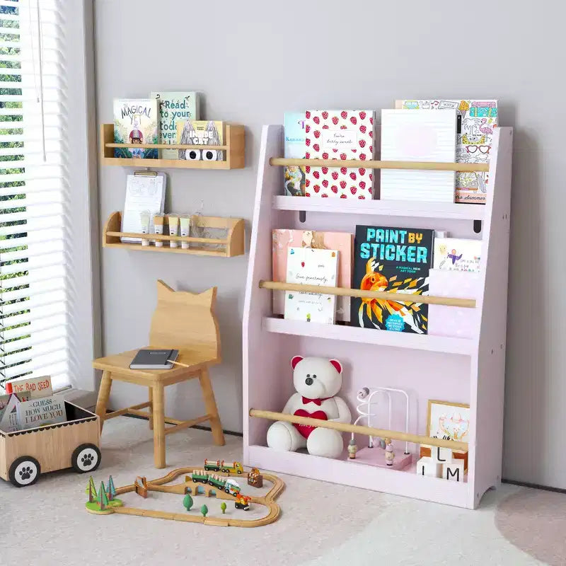 Whisen Étagère à Livres à 3 Niveaux pour Enfants, Aide à Garder les Chambres, Salles de Jeux et Salles de Classe Organisées