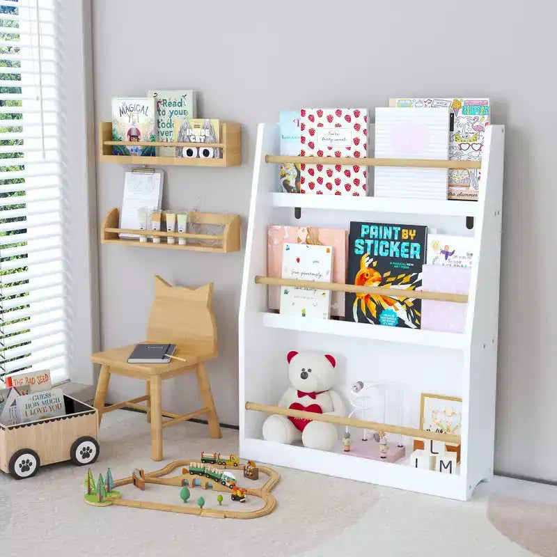 Whisen Étagère à Livres à 3 Niveaux pour Enfants, Aide à Garder les Chambres, Salles de Jeux et Salles de Classe Organisées