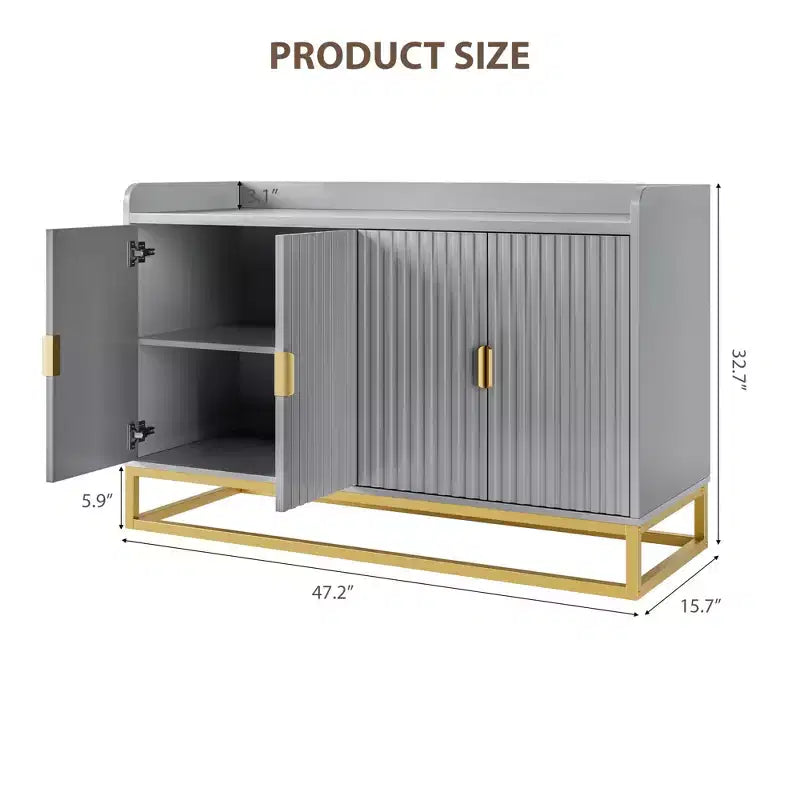 GustoWave 47.2 Bahut cannelé avec meuble de rangement, buffet console média avec portes pour salon, cuisine, entrée