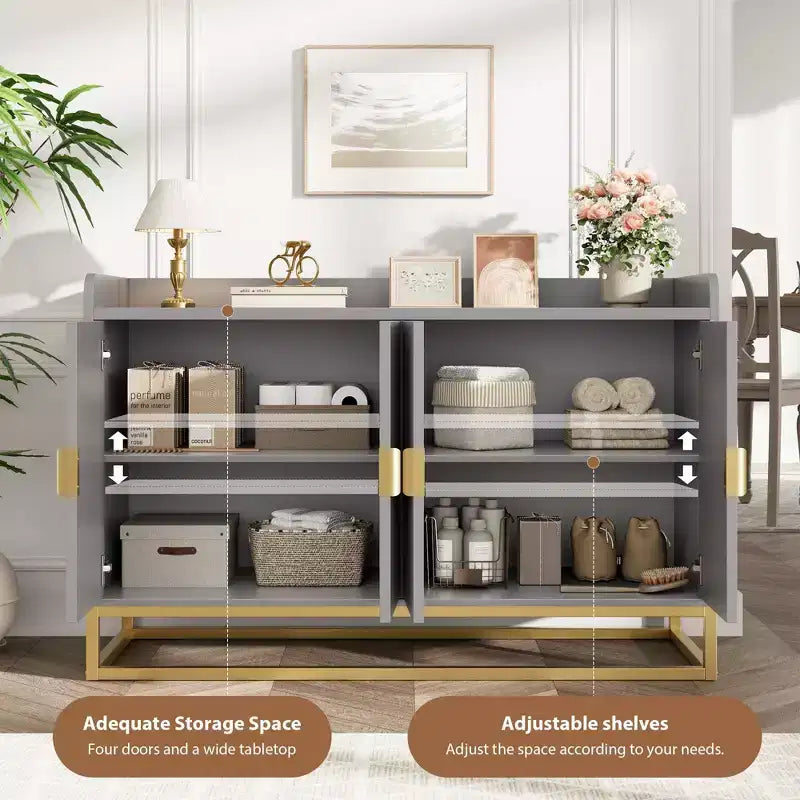 GustoWave 47.2 Bahut cannelé avec meuble de rangement, buffet console média avec portes pour salon, cuisine, entrée