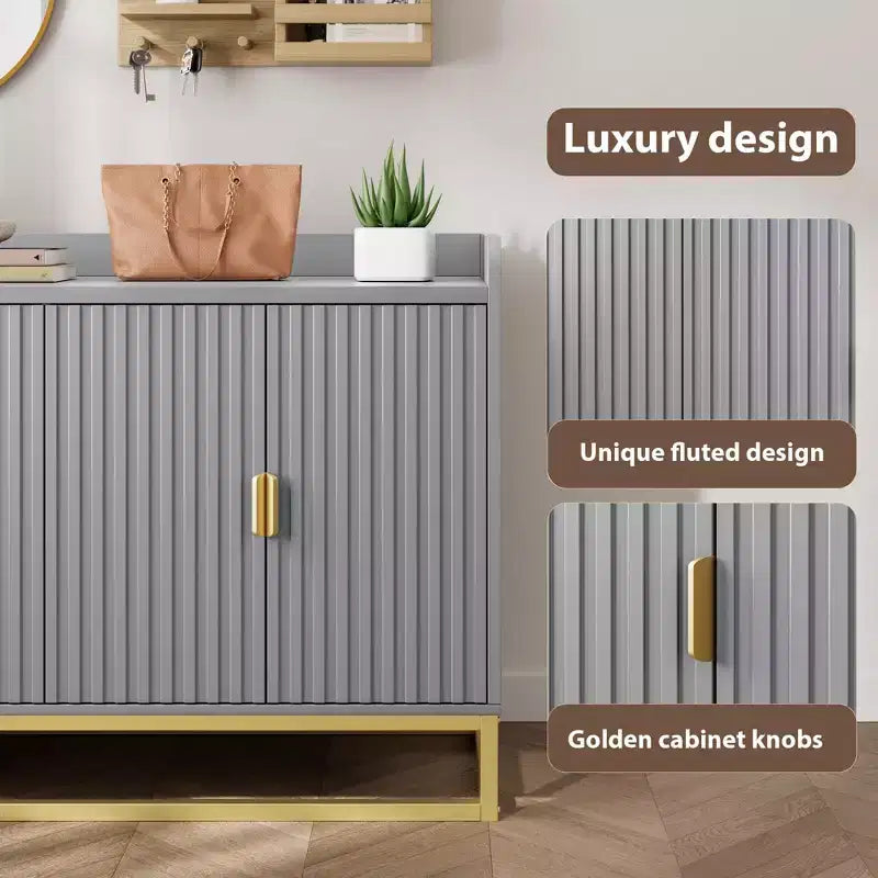 GustoWave 47.2 Bahut cannelé avec meuble de rangement, buffet console média avec portes pour salon, cuisine, entrée