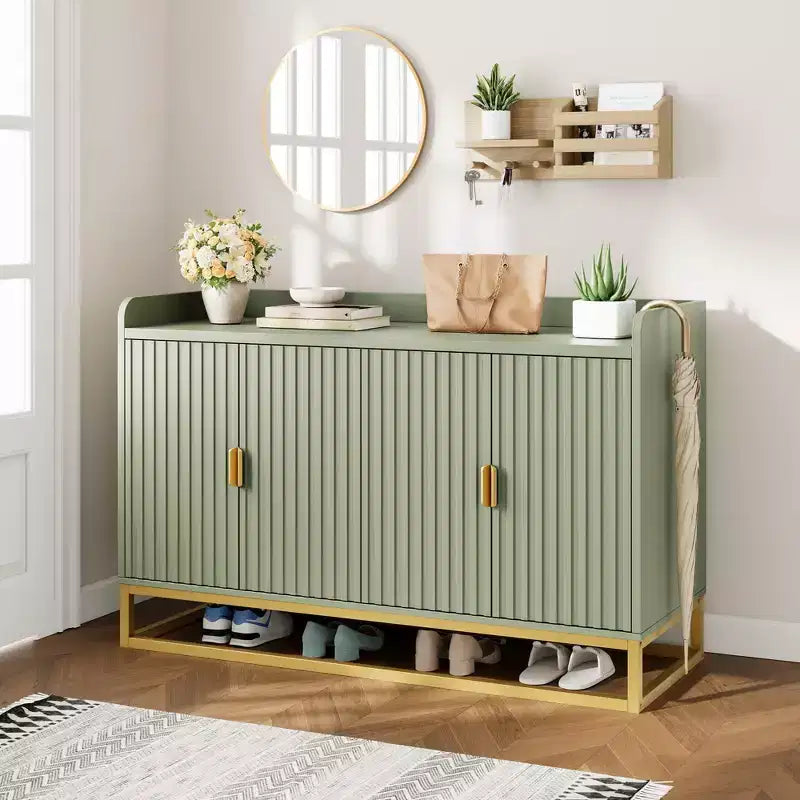 GustoWave 47.2 Bahut cannelé avec meuble de rangement, buffet console média avec portes pour salon, cuisine, entrée