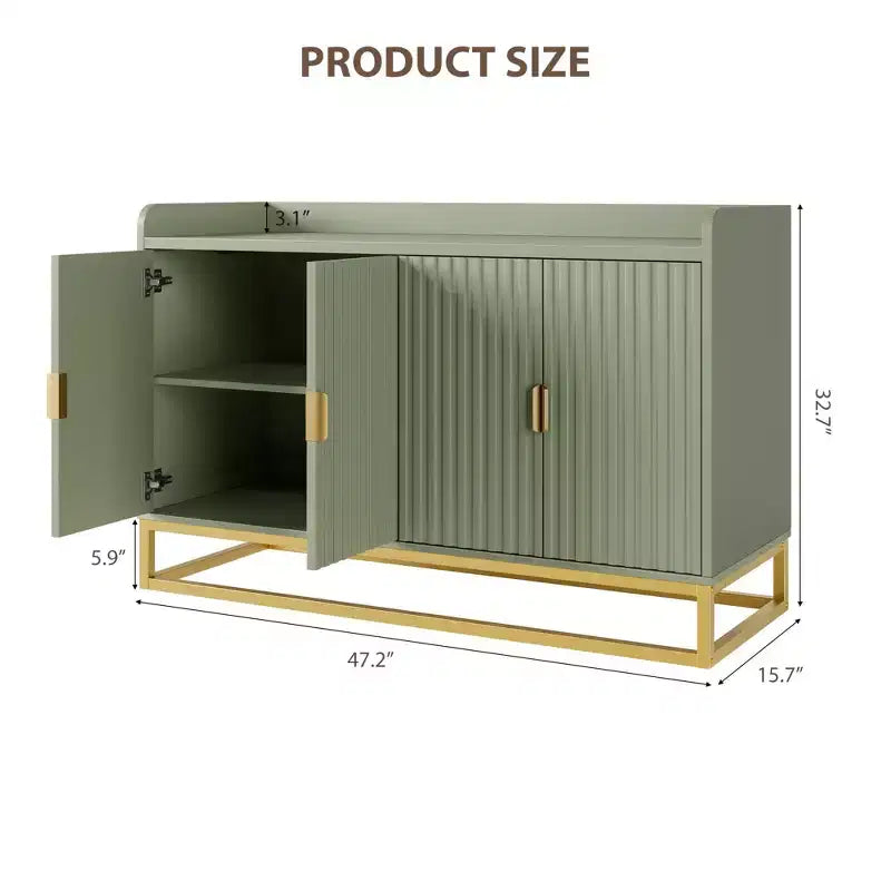 GustoWave 47.2 Bahut cannelé avec meuble de rangement, buffet console média avec portes pour salon, cuisine, entrée