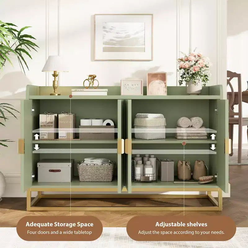 GustoWave 47.2 Bahut cannelé avec meuble de rangement, buffet console média avec portes pour salon, cuisine, entrée