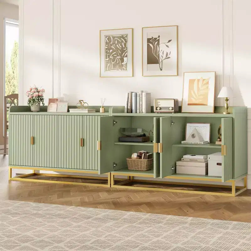 GustoWave 47.2 Bahut cannelé avec meuble de rangement, buffet console média avec portes pour salon, cuisine, entrée