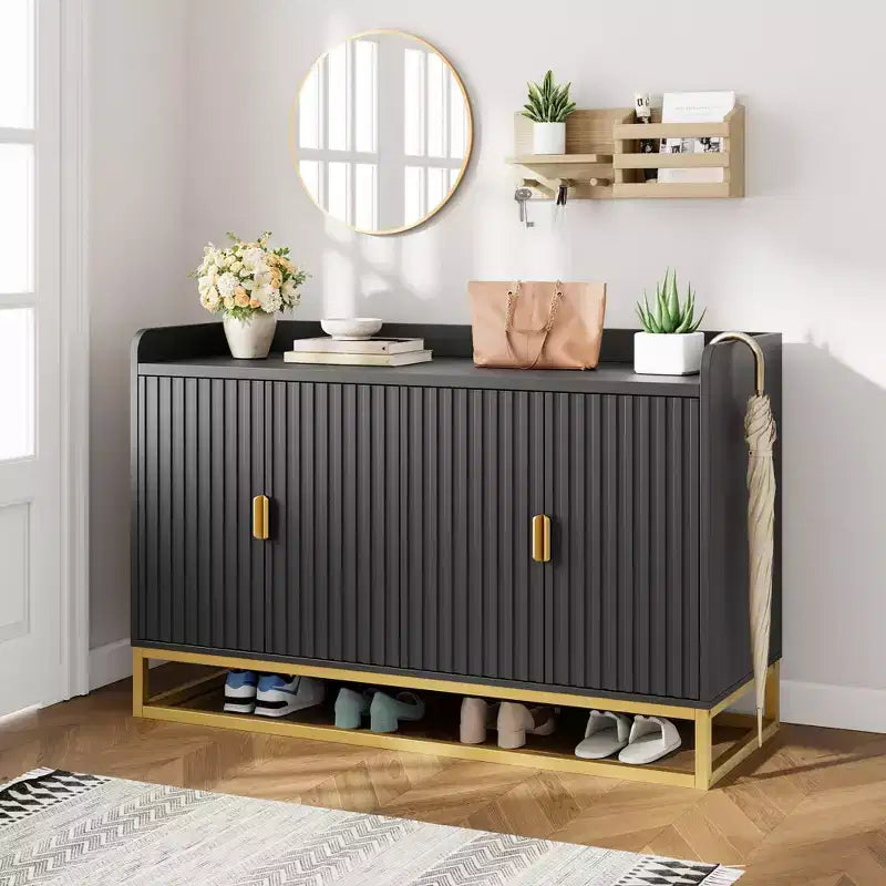 GustoWave 47.2 Bahut cannelé avec meuble de rangement, buffet console média avec portes pour salon, cuisine, entrée