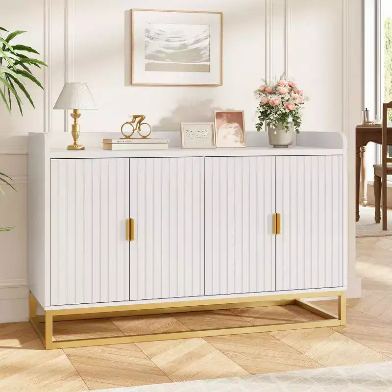 GustoWave 47.2 Bahut cannelé avec meuble de rangement, buffet console média avec portes pour salon, cuisine, entrée