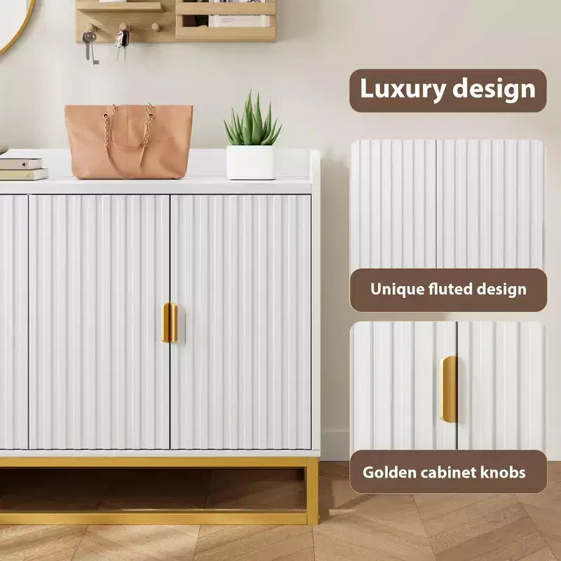 GustoWave 47.2 Bahut cannelé avec meuble de rangement, buffet console média avec portes pour salon, cuisine, entrée