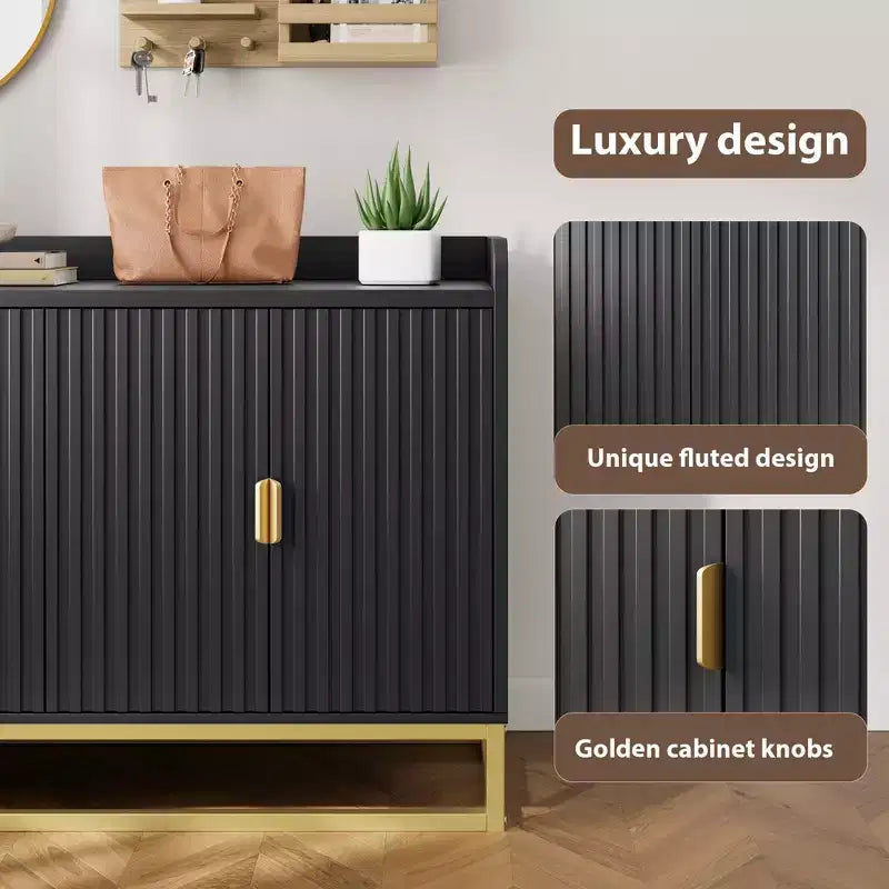 GustoWave 47.2 Bahut cannelé avec meuble de rangement, buffet console média avec portes pour salon, cuisine, entrée