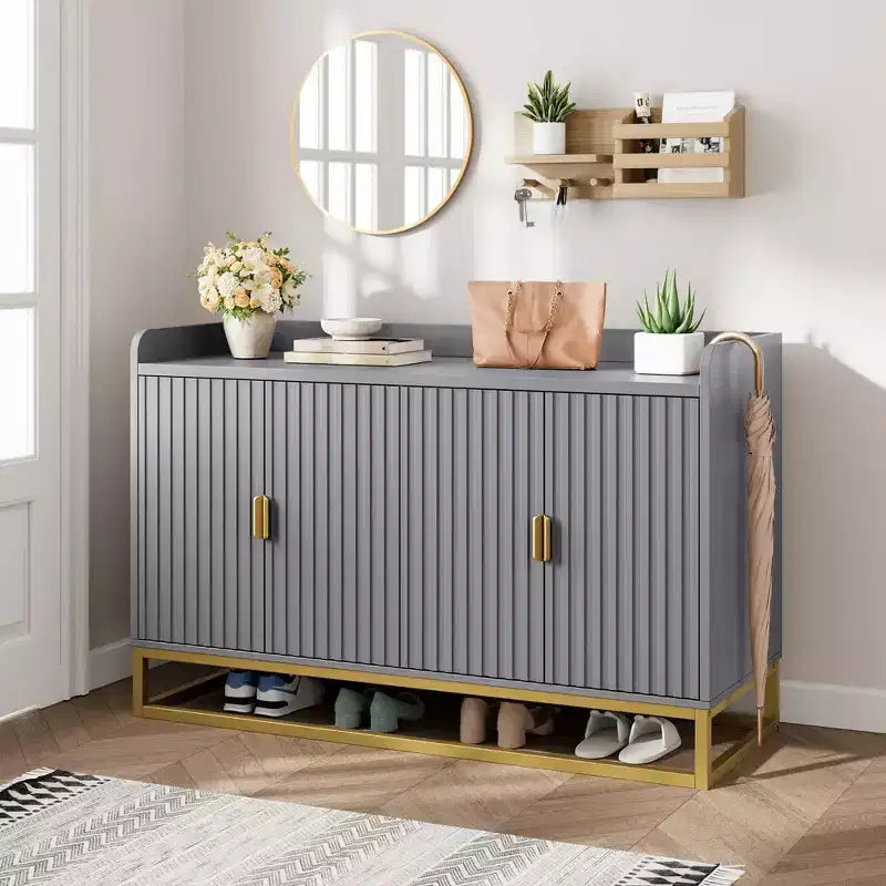 GustoWave 47.2 Bahut cannelé avec meuble de rangement, buffet console média avec portes pour salon, cuisine, entrée