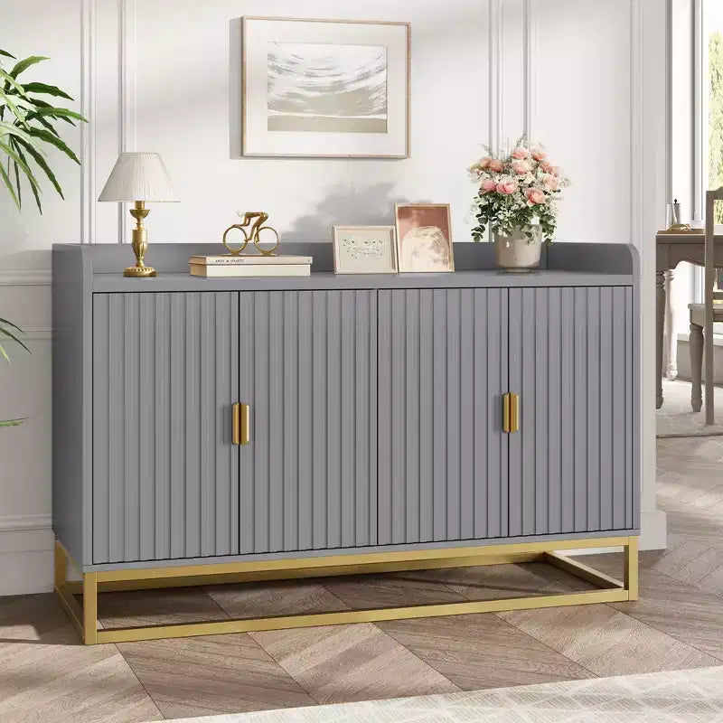 GustoWave 47.2 Bahut cannelé avec meuble de rangement, buffet console média avec portes pour salon, cuisine, entrée