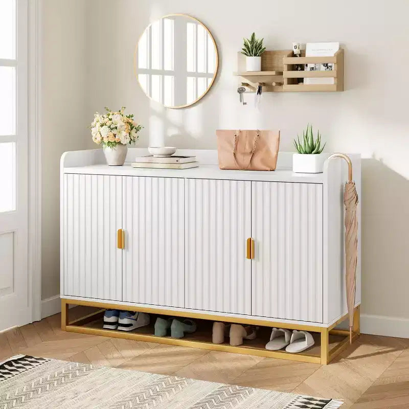 GustoWave 47.2 Bahut cannelé avec meuble de rangement, buffet console média avec portes pour salon, cuisine, entrée