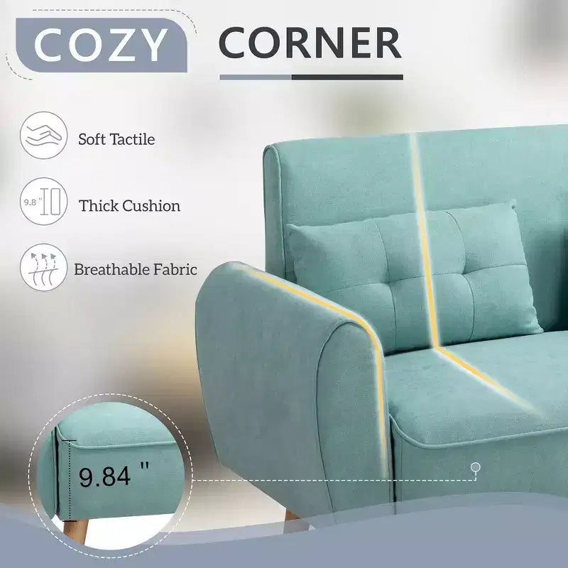 Petit canapé moderne à deux places avec 2 coussins – Canapé rembourré 2 places pour petits espaces