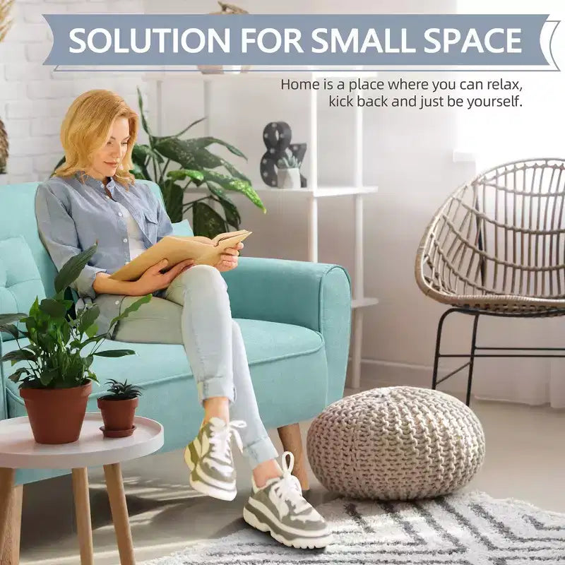 Petit canapé moderne à deux places avec 2 coussins – Canapé rembourré 2 places pour petits espaces