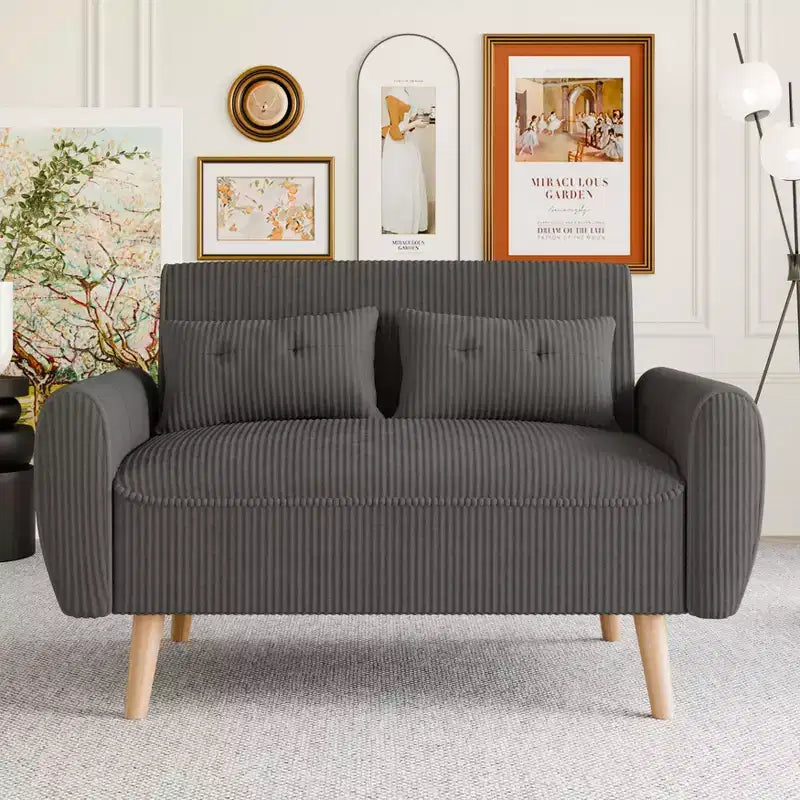 Petit canapé moderne à deux places avec 2 coussins – Canapé rembourré 2 places pour petits espaces