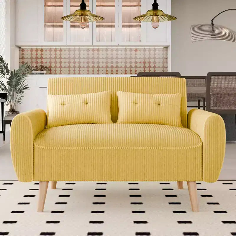 Petit canapé moderne à deux places avec 2 coussins – Canapé rembourré 2 places pour petits espaces