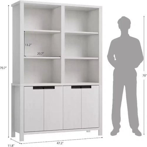 Bibliothèque haute à 6 niveaux de 189 cm avec double rangement, bibliothèque double avec 12 casiers, grandes bibliothèques autoportantes pour bureau à domicile