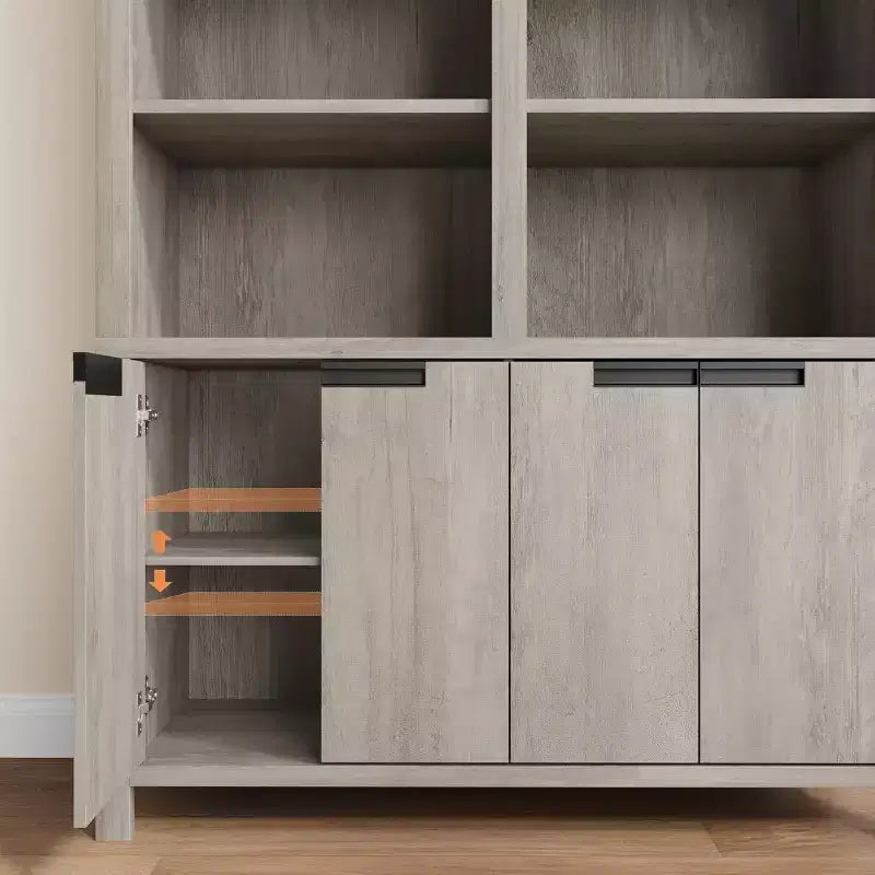 Bibliothèque haute à 6 niveaux de 189 cm avec double rangement, bibliothèque double avec 12 casiers, grandes bibliothèques autoportantes pour bureau à domicile