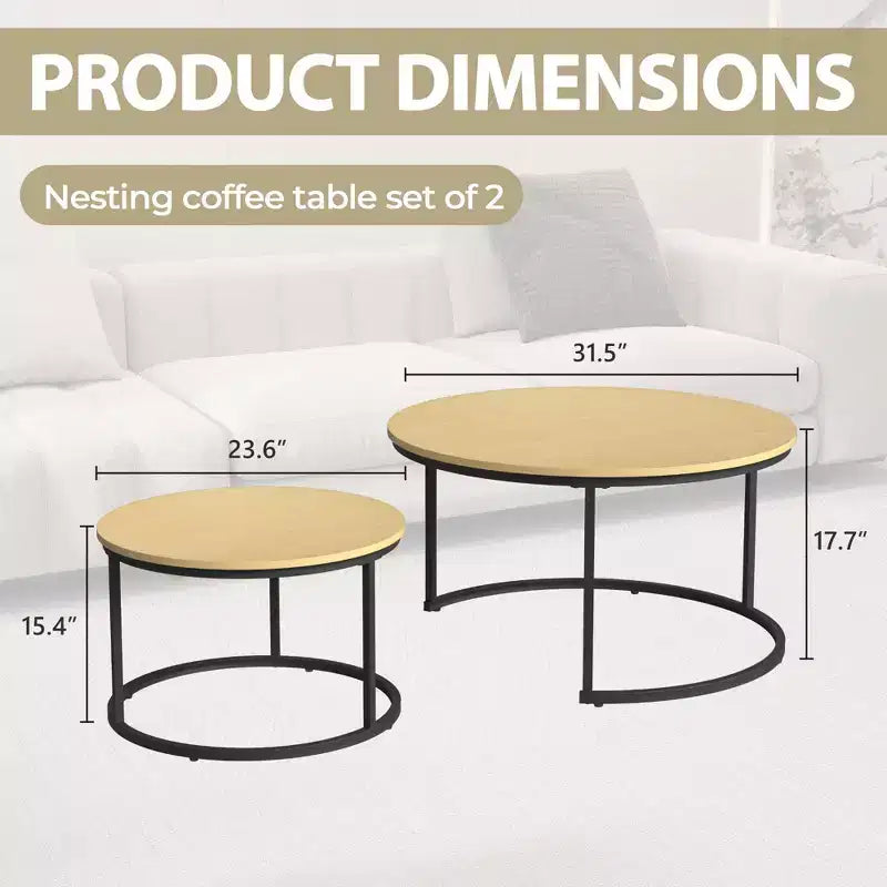 31 Tables basses gigognes – Lot de 2 tables basses rondes pour salon et chambre à coucher