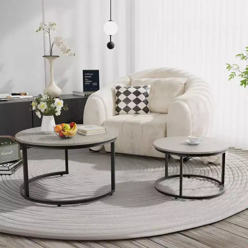 31 Tables basses gigognes – Lot de 2 tables basses rondes pour salon et chambre à coucher