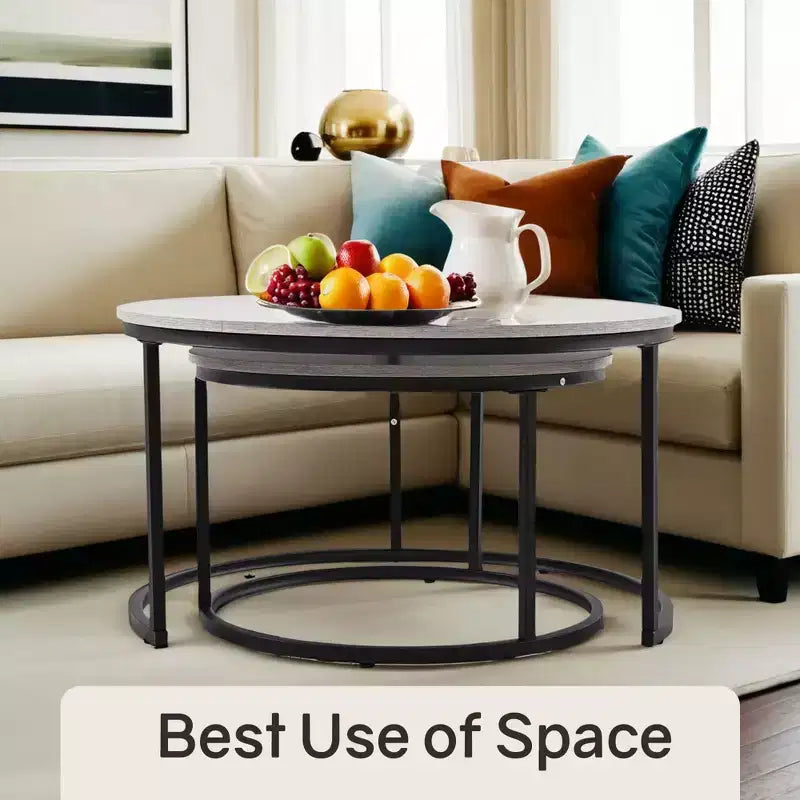 31 Tables basses gigognes – Lot de 2 tables basses rondes pour salon et chambre à coucher