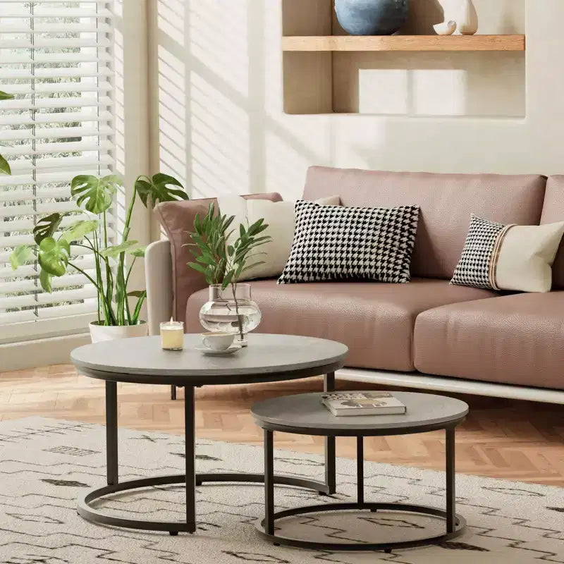 31 Nesting Coffee Tables Set of 2, Round Coffee Table for Living Room, Bedroom