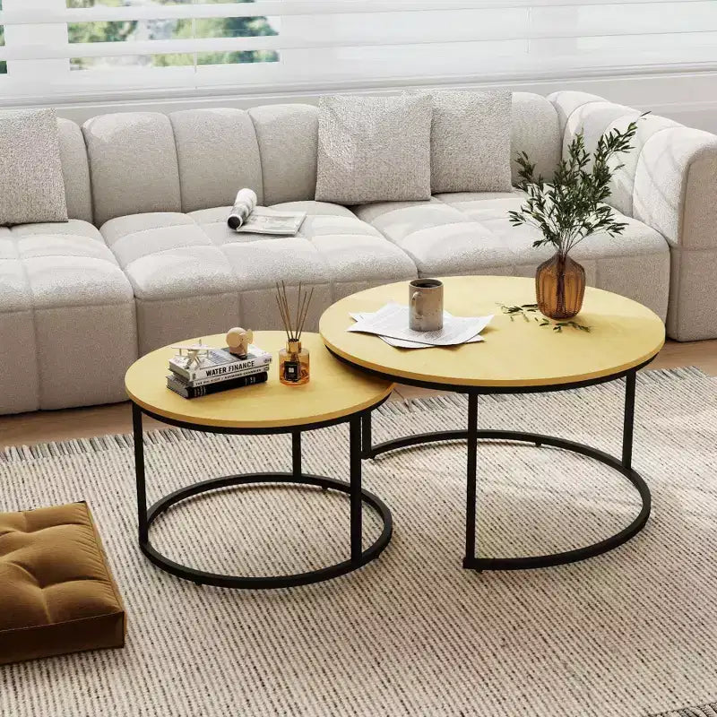 31 Tables basses gigognes – Lot de 2 tables basses rondes pour salon et chambre à coucher