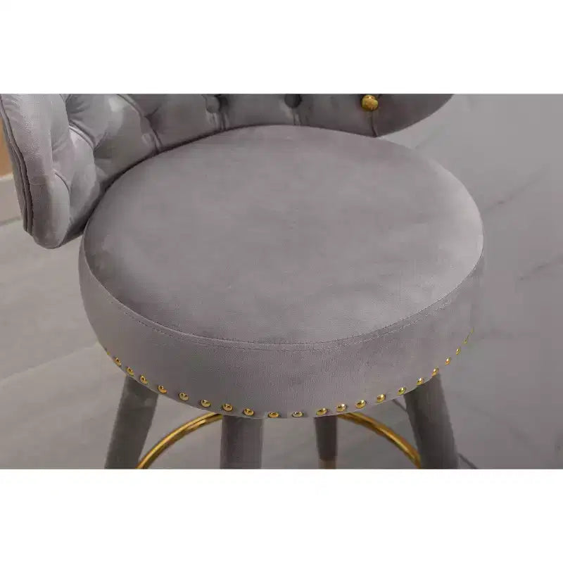 Lot de 2 tabourets de bar rembourrés avec coussins, pieds en bois, tabourets de comptoir pour bureaux et restaurants