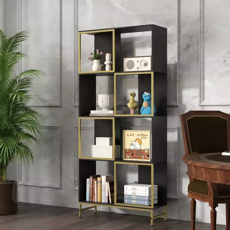 GDFStudio Callie Bibliothèque industrielle à 4 niveaux en bois et métal avec étagères asymétriques