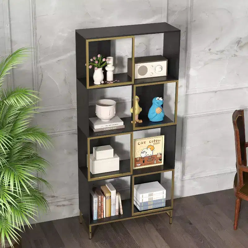 GDFStudio Callie Bibliothèque industrielle à 4 niveaux en bois et métal avec étagères asymétriques