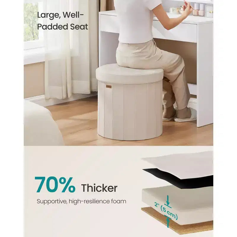 Pouf de rangement rond avec couvercle amovible