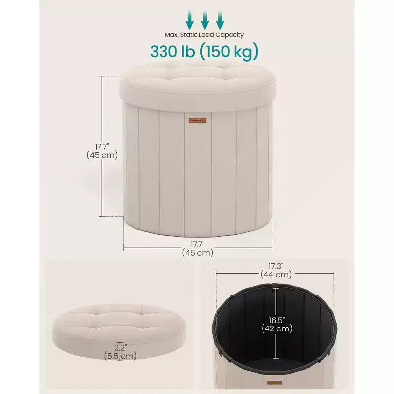 Pouf de rangement rond avec couvercle amovible