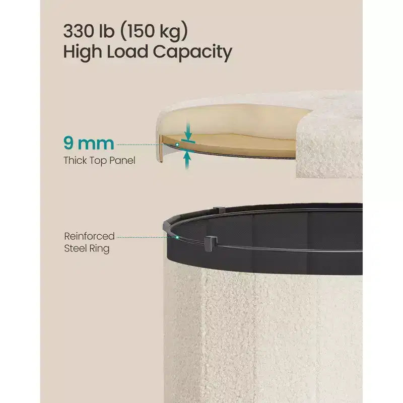 Pouf de rangement rond avec couvercle amovible