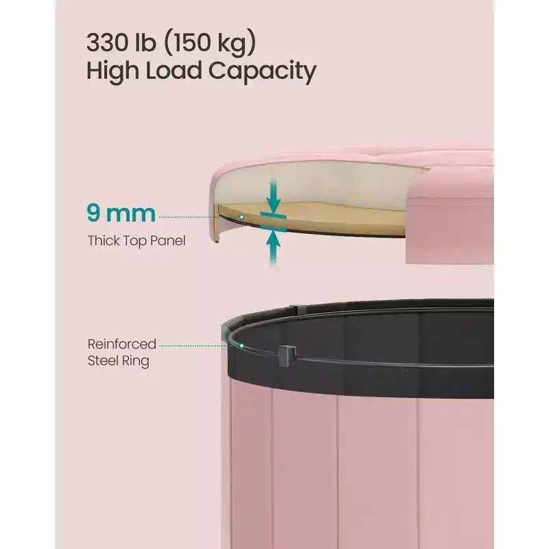 Pouf de rangement rond avec couvercle amovible