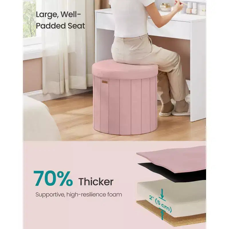 Pouf de rangement rond avec couvercle amovible