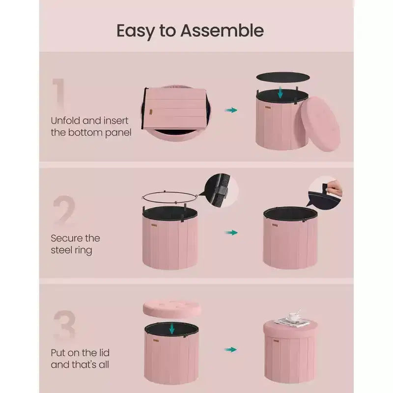Pouf de rangement rond avec couvercle amovible