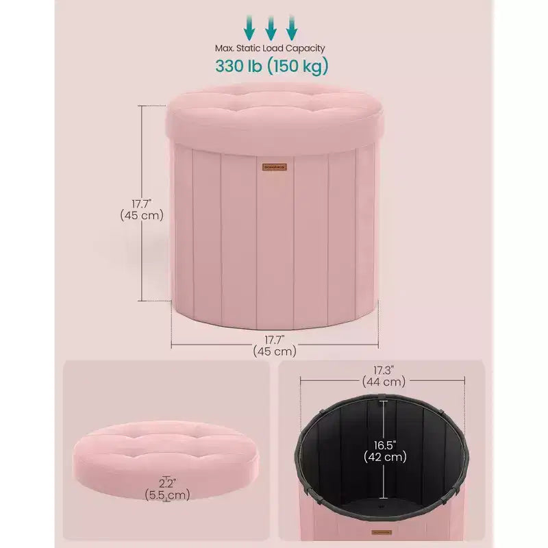 Pouf de rangement rond avec couvercle amovible