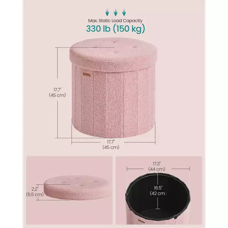 Pouf de rangement rond avec couvercle amovible