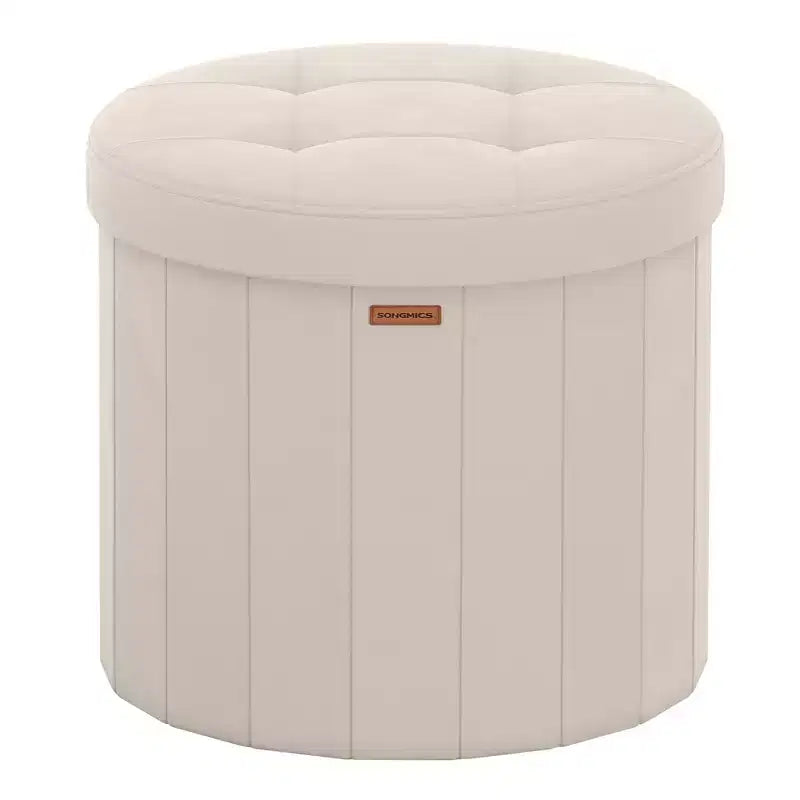 Pouf de rangement rond avec couvercle amovible