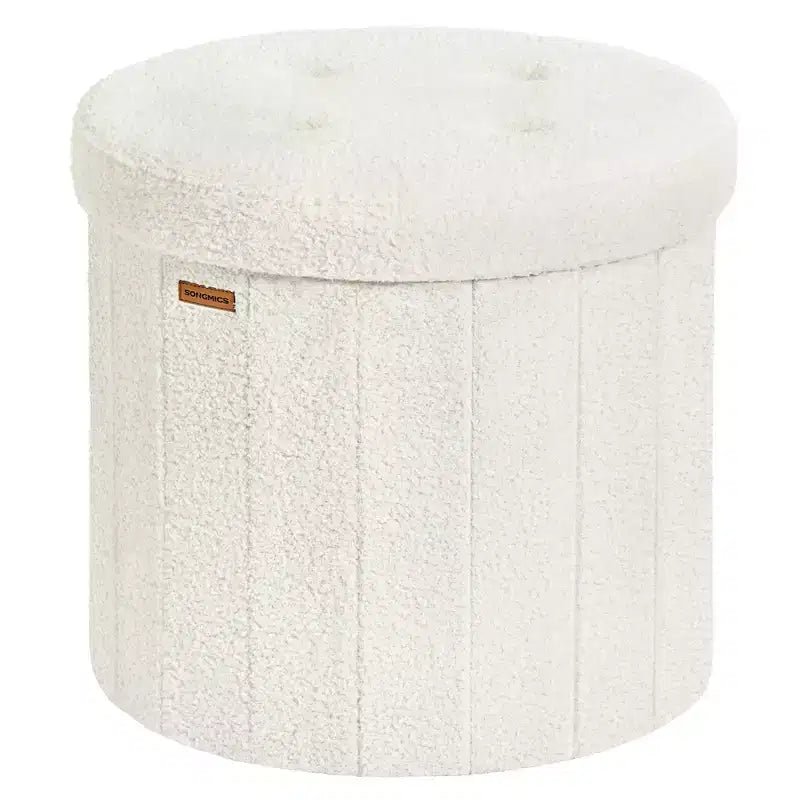 Pouf de rangement rond avec couvercle amovible