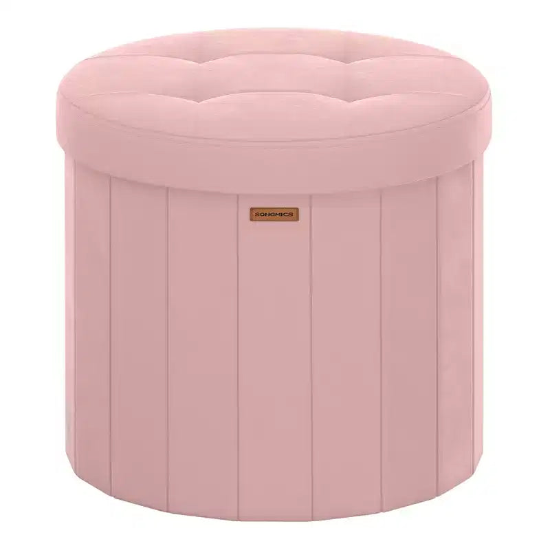 Pouf de rangement rond avec couvercle amovible