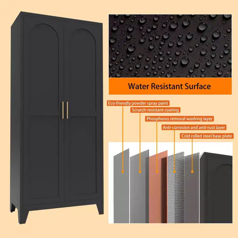 Armoire de rangement métallique avec portes doubles et étagères réglables; Forte capacité de charge; Idéale pour les cuisines, les salons et les chambres