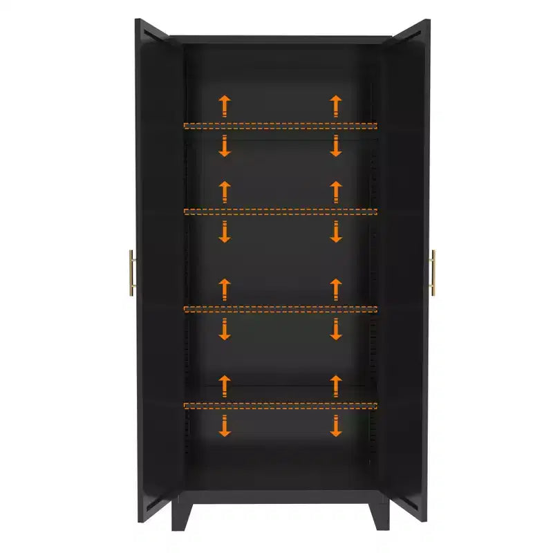 Armoire de rangement métallique avec portes doubles et étagères réglables; Forte capacité de charge; Idéale pour les cuisines, les salons et les chambres