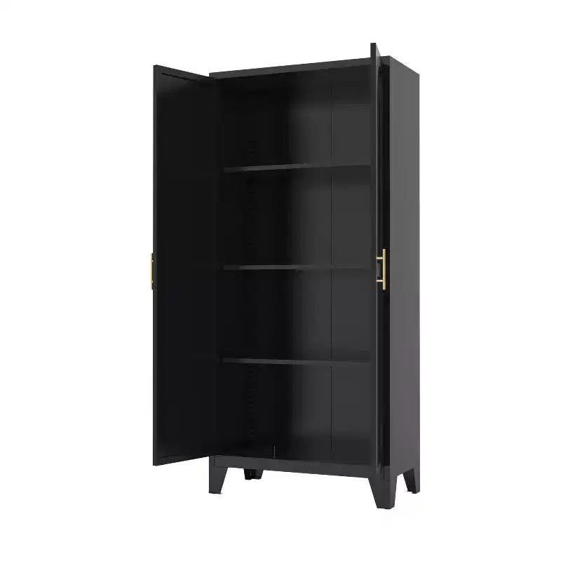 Armoire de rangement métallique avec portes doubles et étagères réglables; Forte capacité de charge; Idéale pour les cuisines, les salons et les chambres