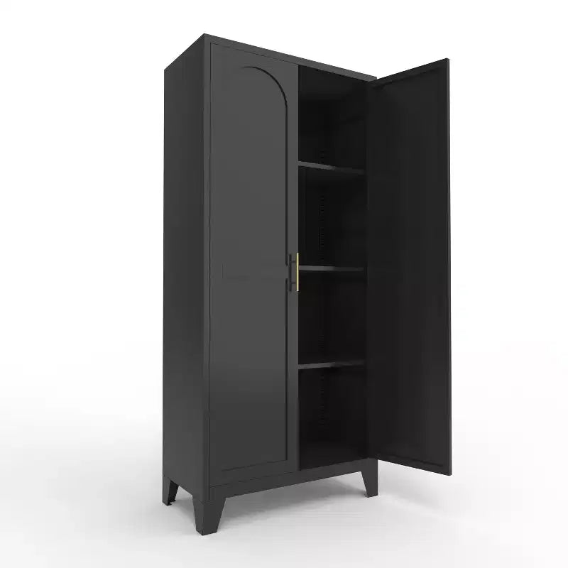 Armoire de rangement métallique avec portes doubles et étagères réglables; Forte capacité de charge; Idéale pour les cuisines, les salons et les chambres