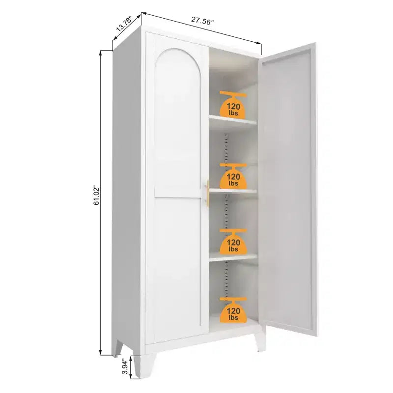 Armoire de rangement métallique avec portes doubles et étagères réglables; Forte capacité de charge; Idéale pour les cuisines, les salons et les chambres